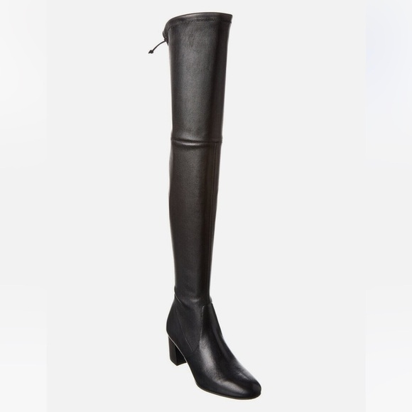 New Stuart Weitzman Genna 60 City Over the Knee Boots Black Stretch Leather 5 - Picture 3 of 15
